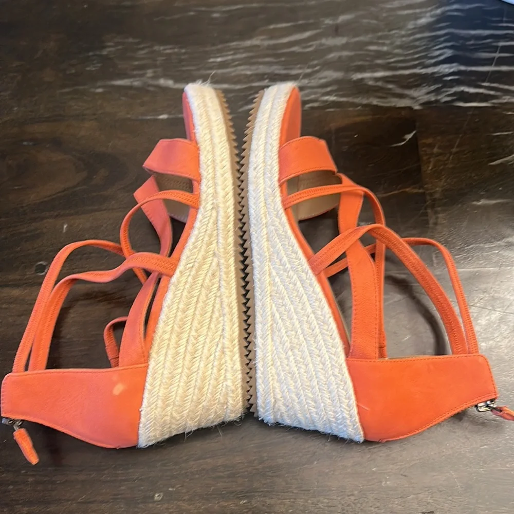 NEW Eileen Fisher Wanda Orange platform wedge espadrille sandals women size 8.5